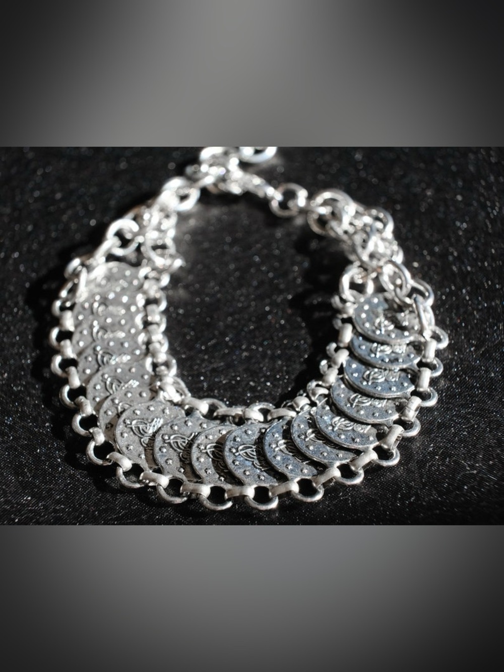 Turkish Coin Medallion Chain Link Bracelet